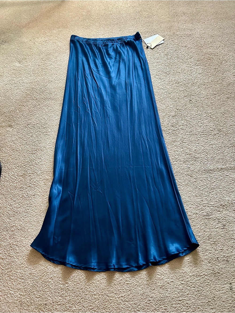 Nation LTD Satin Maxi Skirt in Teal Blue